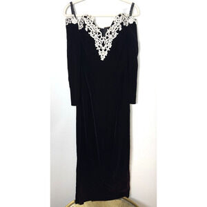 Vintage Cachet Ombre Velvet Lace Embroidered Formal Evening Dress Whimsigoth 5/6